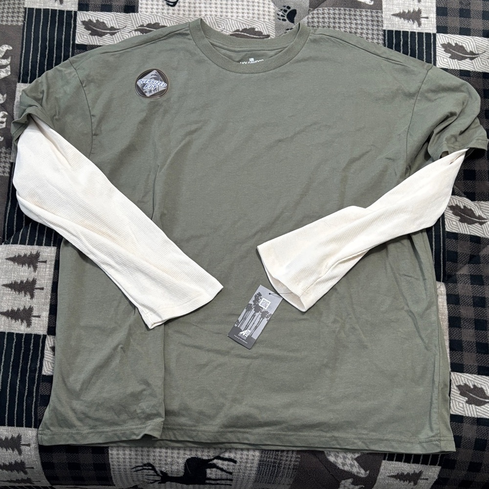 NWT Olive and Cream Long Sleeve Men's Tee